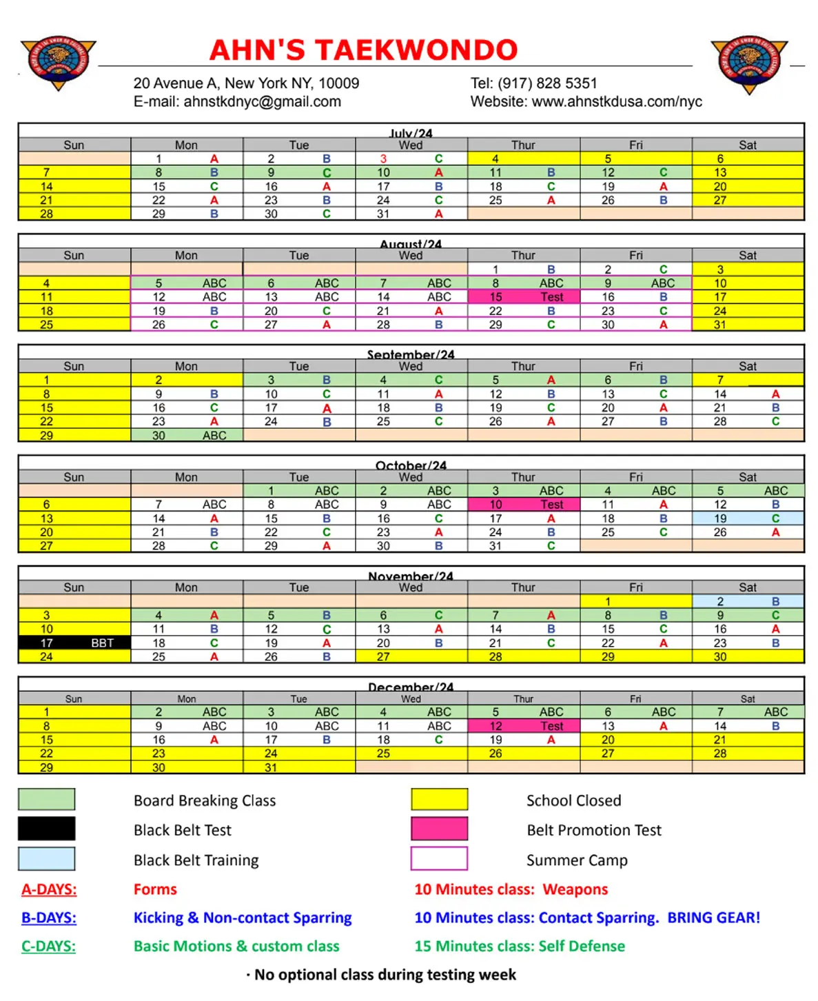 July-December 2024 ABC Schedule - image